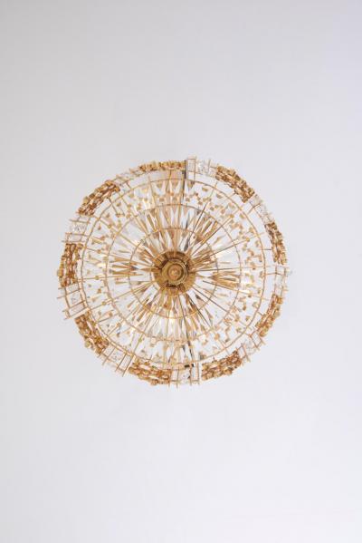  Palwa One of Two Palwa Gilded Brass Chandeliers Model S2601