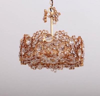  Palwa Outstanding Gilded Brass and Crystal Glass Encrusted Chandelier by Palwa