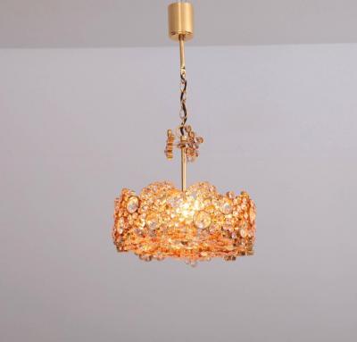  Palwa Outstanding Gilded Brass and Crystal Glass Encrusted Chandelier by Palwa