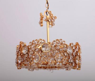  Palwa Outstanding Gilded Brass and Crystal Glass Encrusted Chandelier by Palwa