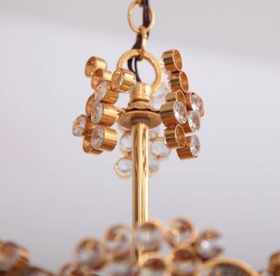  Palwa Outstanding Gilded Brass and Crystal Glass Encrusted Chandelier by Palwa
