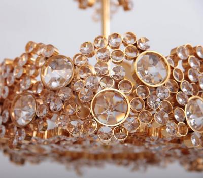  Palwa Outstanding Gilded Brass and Crystal Glass Encrusted Chandelier by Palwa