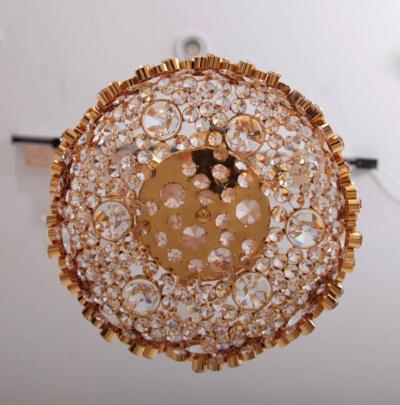  Palwa Outstanding Gilded Brass and Crystal Glass Encrusted Chandelier by Palwa