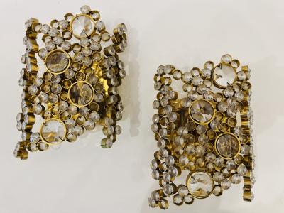  Palwa Pair of 1960s Austrian Crystal Palwa Mid Century Wall Lamps