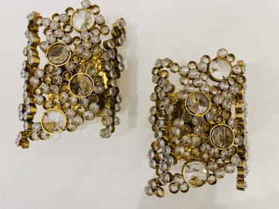  Palwa Pair of 1960s Austrian Crystal Palwa Mid Century Wall Lamps