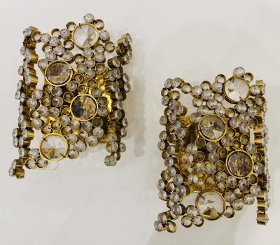  Palwa Pair of 1960s Austrian Crystal Palwa Mid Century Wall Lamps