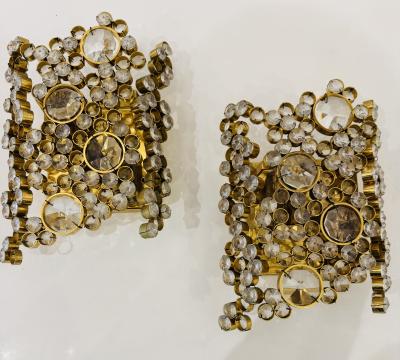  Palwa Pair of 1960s Austrian Crystal Palwa Mid Century Wall Lamps