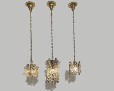  Palwa Pair of small modernist chandeliers by Palme Walter Palwa Germany circa 1960
