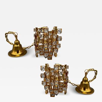  Palwa Pair of small modernist chandeliers by Palme Walter Palwa Germany circa 1960