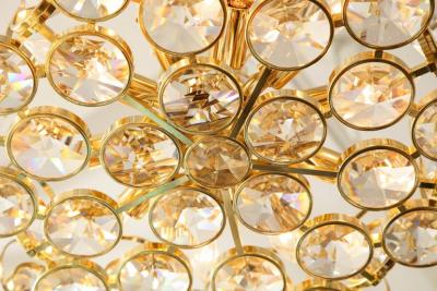  Palwa Palwa Gilt Brass and Crystal Chandelier