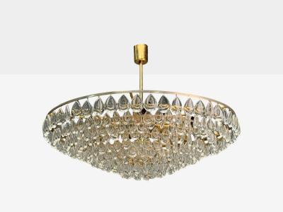 Palwa Palwa Teardrop Glass Brass Tiered Chandelier Germany 1960s