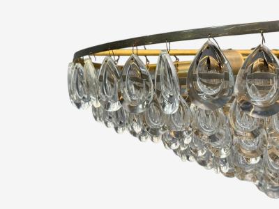 Palwa Palwa Teardrop Glass Brass Tiered Chandelier Germany 1960s