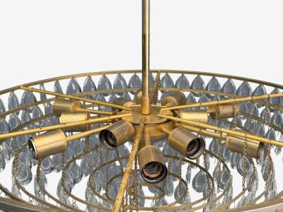 Palwa Palwa Teardrop Glass Brass Tiered Chandelier Germany 1960s