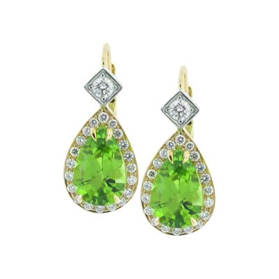  Pampillonia 18 KARAT PEACH GOLD DIAMOND AND PERIDOT EARRINGS