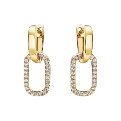  Pampillonia 18KT GOLD HUGGIE EARRINGS WITH OVAL DIAMOND HOOP