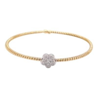  Pampillonia 18KT GOLD TUBOGAS BRACELET WITH A FLOWER OF PAVE DIAMONDS