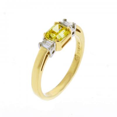 Pampillonia 74 Carat Vivid Yellow Internally Flawless Diamond Three Stone Ring