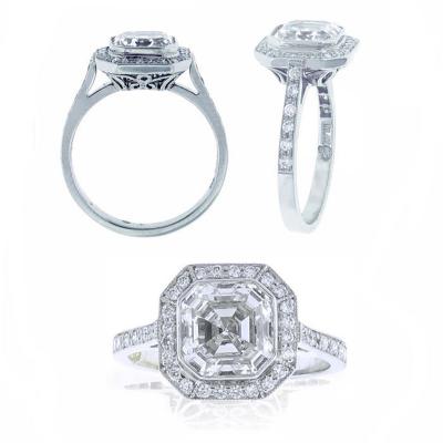  Pampillonia Asscher Cut Diamond Ring