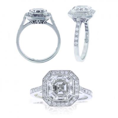 Pampillonia Asscher Cut Diamond Ring