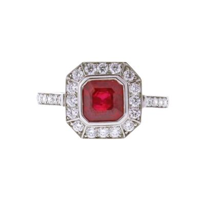  Pampillonia BURMA RUBY AND DIAMOND FRAMED RING