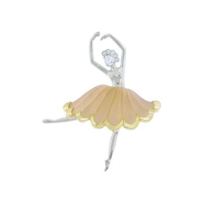  Pampillonia Ballerina Dancer Diamond Gold Brooch