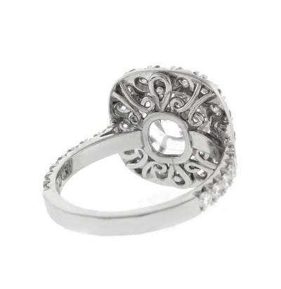 Pampillonia CUSHION CUT DIAMOND RING IN HALO SETTING