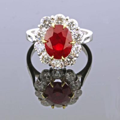  Pampillonia OVAL BURMA RUBY CLUSTER RING