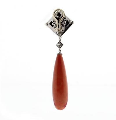 Pampillonia Pampillonia Large Coral and Onyx Drop Earrings