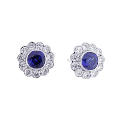  Pampillonia Sapphire and Diamond Cluster Earrings