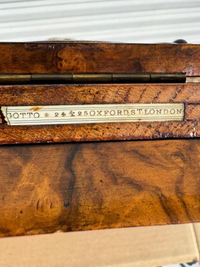  Parkins Gotto Parkins and Gotto Burlwood and Brass Gliding Book Stand With Cameos