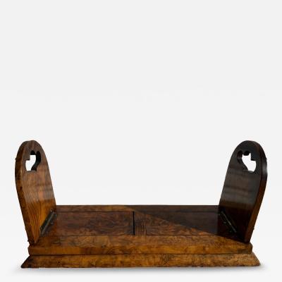  Parkins Gotto Parkins and Gotto Burlwood and Brass Gliding Book Stand With Cameos