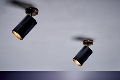  Parscot Pair of mid sized Adjustable Brass Ceiling Lamps by Parscot