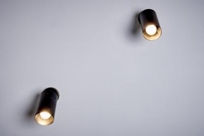  Parscot Pair of mid sized Adjustable Brass Ceiling Lamps by Parscot