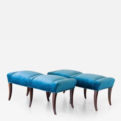  Parzinger Originals A Pair of Velvet Upholstered Benches in the manner of Parzinger