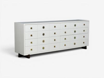  Parzinger Originals Tommi Parzinger Double Commode White Lacquer Brass USA 1950s
