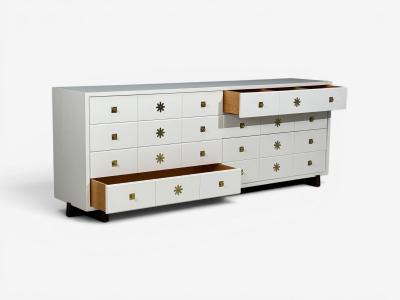  Parzinger Originals Tommi Parzinger Double Commode White Lacquer Brass USA 1950s