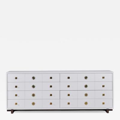  Parzinger Originals Tommi Parzinger Double Commode White Lacquer Brass USA 1950s