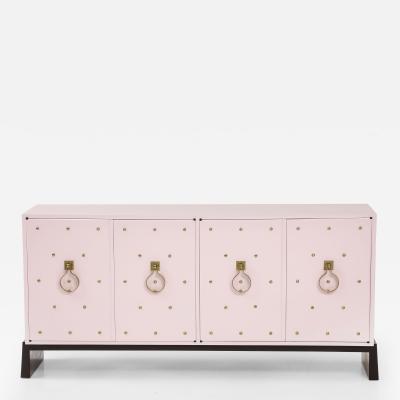  Parzinger Originals Tommi Parzinger Shell Pink Lacquer Brass Credenza