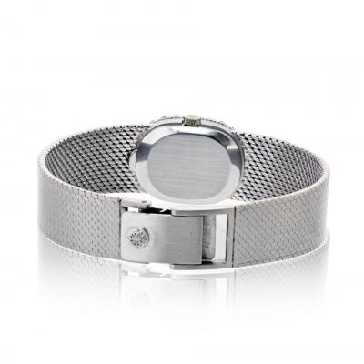  Patek Philippe Co Patek Philippe 18K White Gold Vintage Diamond Bezel Oval Dial Beyer Watch