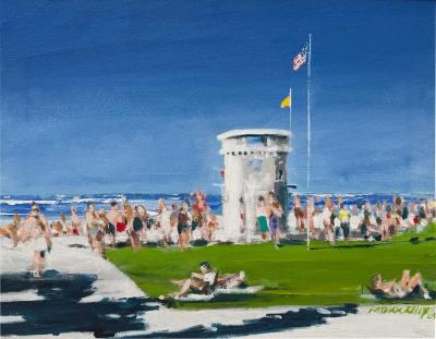  Patrick Kelly Laguna California Oil Painting of Main Beach by Patrick Kelly