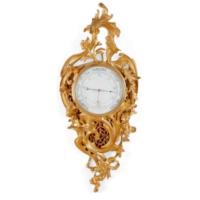  Paul Gravelin Louis Marti et Cie Louis XV Rococo style clock and barometer set by Gravelin