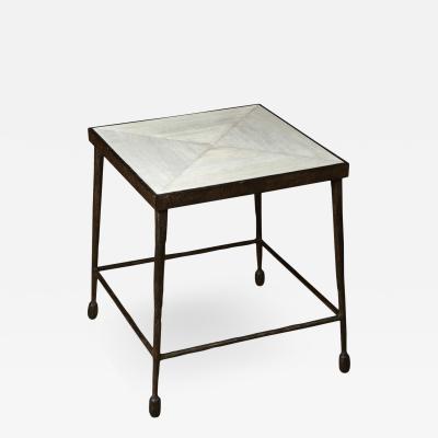  Paul Marra Design Textured Iron and Wood Coffee Table