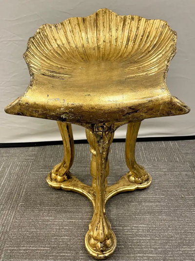  Pauly Co 19th Century Grotto Fantasy Stool Swivel Italian Gilt Gold CIE Pauly Manner