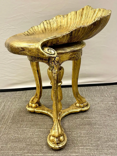  Pauly Co 19th Century Grotto Fantasy Stool Swivel Italian Gilt Gold CIE Pauly Manner