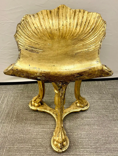  Pauly Co 19th Century Grotto Fantasy Stool Swivel Italian Gilt Gold CIE Pauly Manner