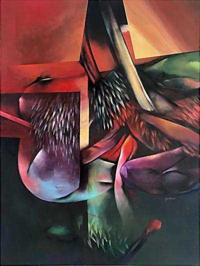  Pedro Damian Abstract Painting The Seductions by Pedro Damian Cuban American Artist 1997