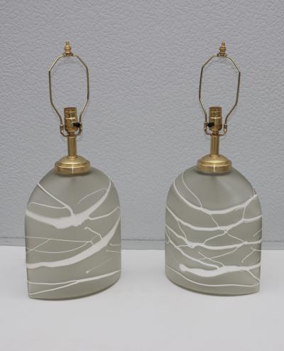  Peill Putzler 1970s Peill Putzler Art Glass And Brass Table Lamps