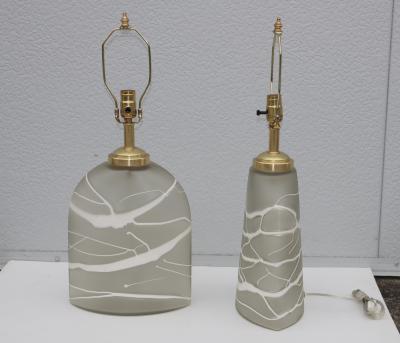  Peill Putzler 1970s Peill Putzler Art Glass And Brass Table Lamps