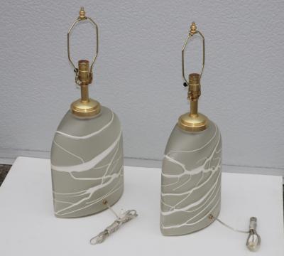  Peill Putzler 1970s Peill Putzler Art Glass And Brass Table Lamps