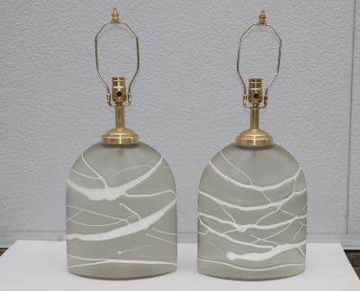  Peill Putzler 1970s Peill Putzler Art Glass And Brass Table Lamps